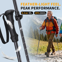 3K Carbon Fiber Trekking Poles – Collapsible, Lightweight yet Sturdy Hiking Pole
