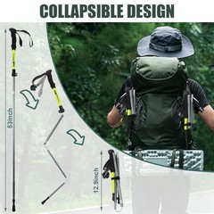 2X Trekking Poles Ultralight Aluminum Foldable Hiking Walking Sticks for Travel