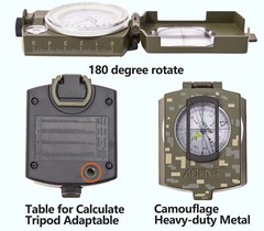 Military Compass AF-4580 Lensatic Sighting Navigation, Waterproof and Shakepr…