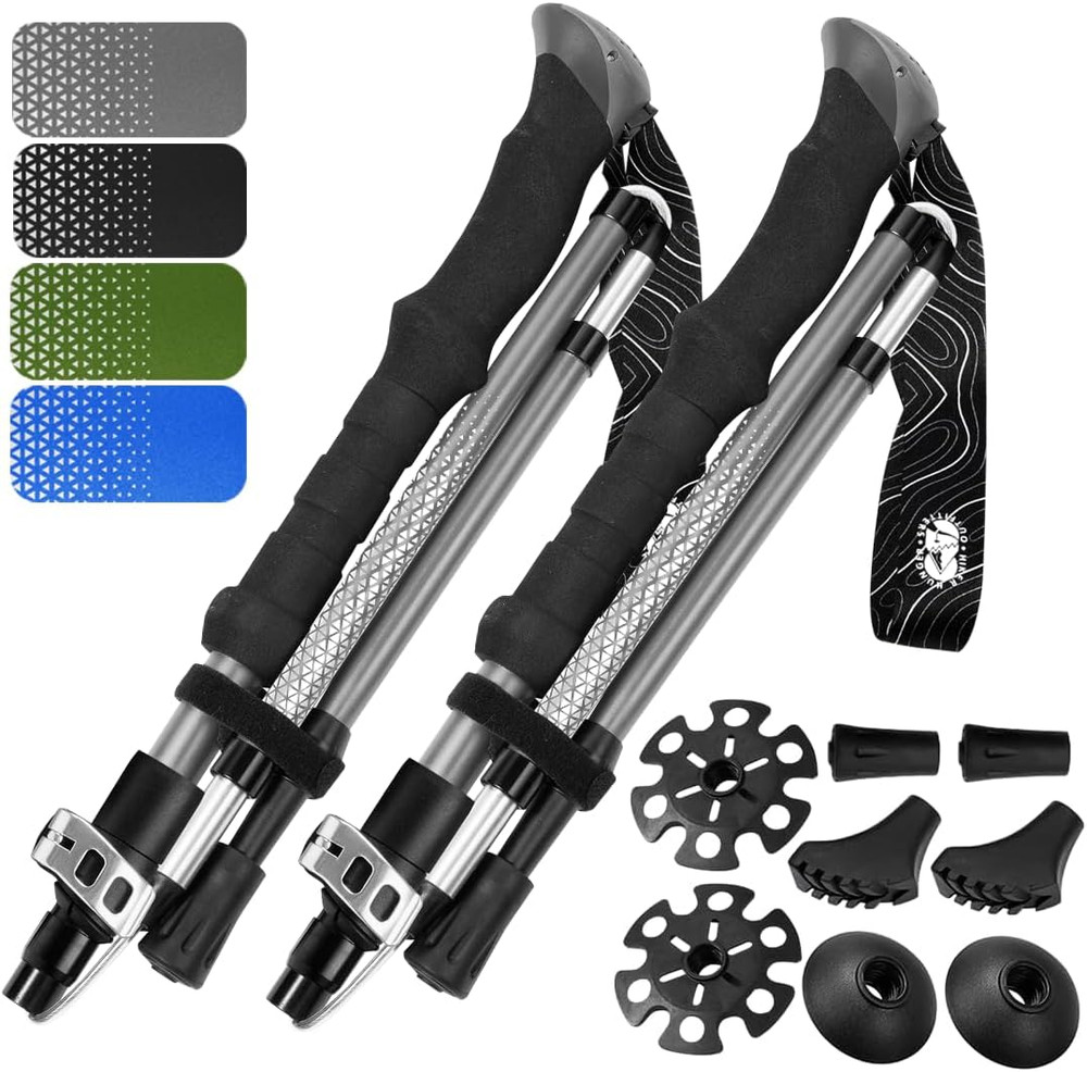 Premium Foldable Hiking Poles by USA Brand – Adjustable, Lightweight Trekking Po
