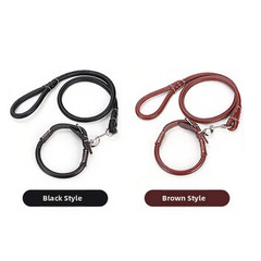 1.2m Round PU Leather Dog Leash with Electroplated Hardware for Safety