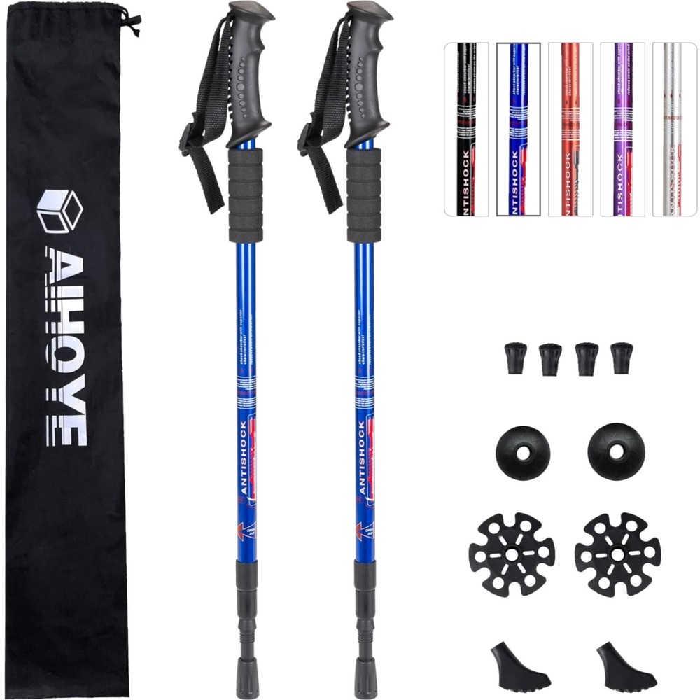 2 Pack Adjustable Walking Sticks, Lightweight Aluminum Hiking Poles for All Ages