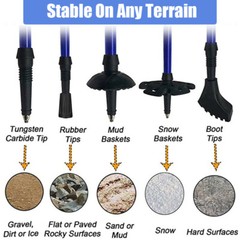2* Trekking Hiking Poles Nordic Walking Sticks Adjustable Anti-shock Alpenstock