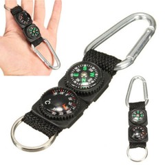 Mini Carabiner w/ Keychain Buckle Compass Thermometer Camping Outdoor Survival