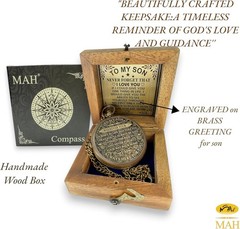 Brass Compass Gift – to My Son Never Forget That I Love You, Sentimental Keepsak