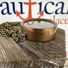 Antique Finish Brass Compass, Small Open Face Pocket Compass, Necklace, Keychain