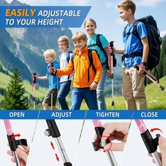 Lightweight Collapsible Kids Hiking Poles – Retractable Kids Hiking Stick,