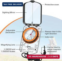 Sportneer Compass Hiking Survival, Camping Accessories Orienteering Compass with