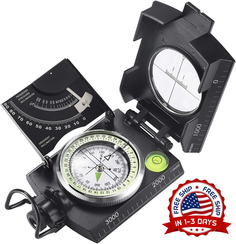 Brújula Militar, Avistamiento Lensático, Impermeable Y A Prueba De Sacud NEW US.