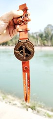 Nautical Vintage Brass Wrist Sundial Compass Leather Band Perfect Christmas Gift