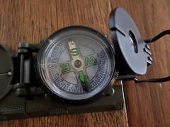 U.S MILITARY STYLE METAL COMPASS LIQUID FILLED SLIDE RULER WITH NYLON OD POUCH