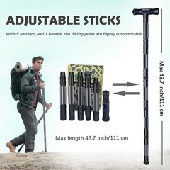Hiking Tactical Stick Walking Staff,Portable Walking Sticks Trekking Poles Ou…
