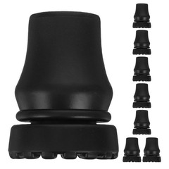 8Pcs Black Walking Stick Tips Durable PVC Aluminum Crutch Pads Replacement