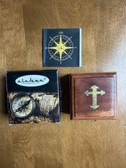 Brass Engraved Compass Aged “Trust In The Lord” Psalms 3:5-6 – Wooden Gift Box