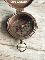 Brass Compass Engraved with Let Your Heart be Your Compass Quote, Gift Compasses