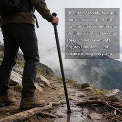 Cane Hiking Stick Mountaineering Stick Black Walking Hiking Men and Women 35 Inc