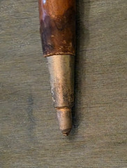 Vintage Handmade Polished Wood German Hiking Stick W/ Metal Bottom Stake & Leath