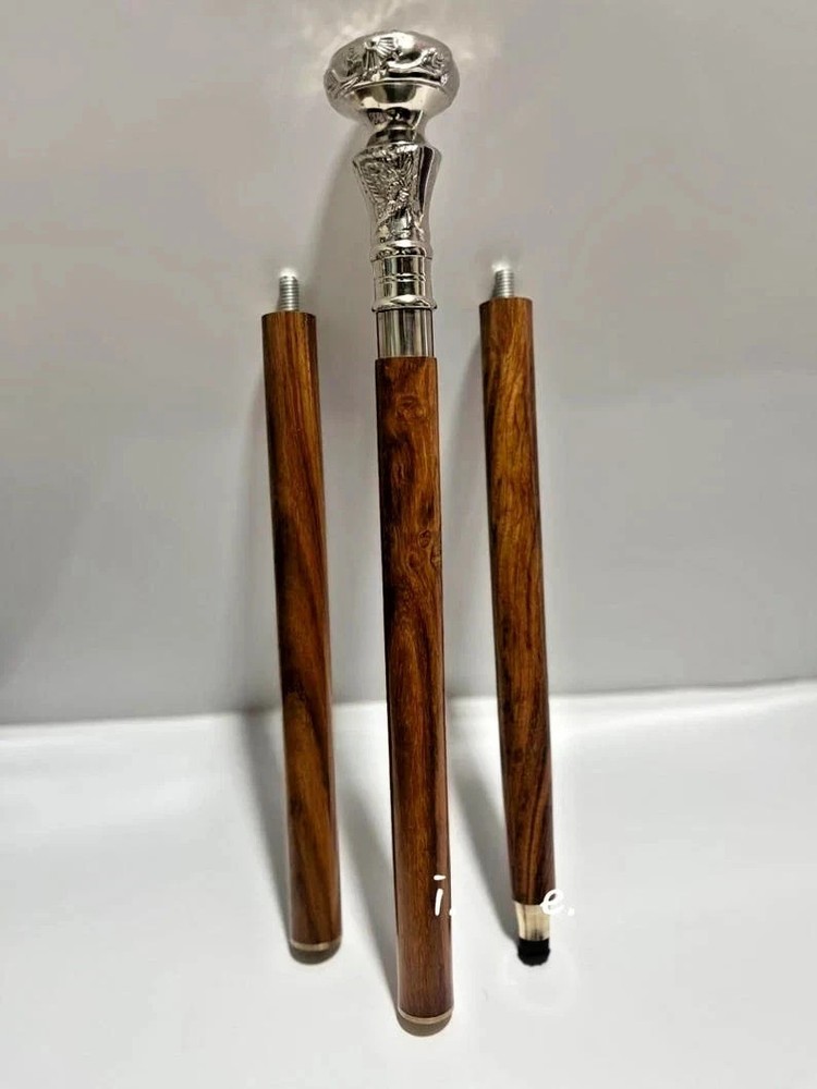 Silver Knob Handle Wooden Walking Stick Cane Victorian Style Stick Lot of 10 Pcs
