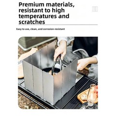 10-Piece Windproof Board for Outdoor Cooking Foldable Iron Windshield Black