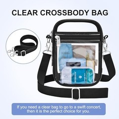 Clear Stadium Bag 12×12×6 Policy Compliant Transparent Crossbody Small Black