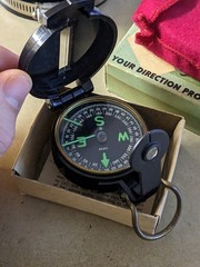Vintage Lensatic Compass With Original Box And Paperwork In Original Pouch