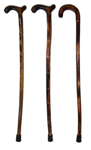 RMS 36″ Natural Wood Walking Cane/Stick (Smooth, Spiral or Round Handle)