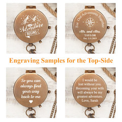 Personalized Photo Engraved Compass, Custom Husband Gift, Copper Anniversary Kee