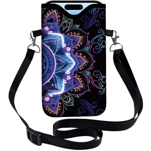 Floral Phone Pouch Neoprene Cell Phone Sleeve Purple Nylon Waterproof Flower