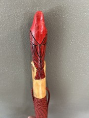 Hiking Stick with carved cardinal carved top- 50”-, paracord grip/wrist strap