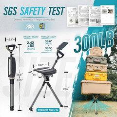 Ta-Da Chair Series 2 PRO, Portable Trekking Hiking Pole, Folding Walking Stick w