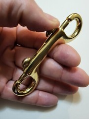 4″ solid brass double ended snap hook Marine Grade thumb release spring clip