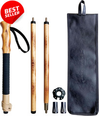 Adjustable Trekking Pole Beech Wood Hiking Walking Stick Flip Lock Grip – US
