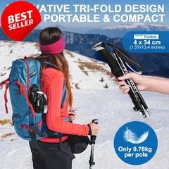 Collapsible Trekking Poles 7075 Aluminum Telescopic Tri-Fold Hiking Sticks – US