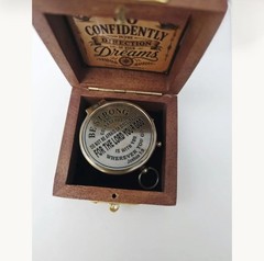 Joshua 1:9 Scripture Compass, Personalized Baptism Graduation Gift in Wooden Box
