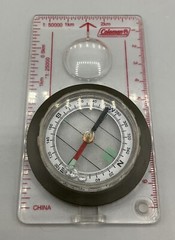 Coleman Clear Map Compass Magnifier Ruler Scale Scout Hiking Camping Boating