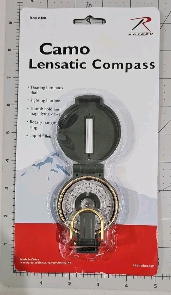 ROTHCO Lensatic Camo Compass Hiking Camping Navigation NEW IN PACKAGING #400