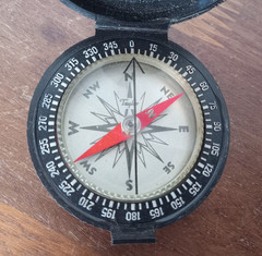 Vtg Taylor Instruments Compass Black Case Leather Lanyard Brass Pin Asheville NC