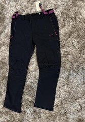 TOFERN Women’s Black fleece lined Hiking Pants with Pink Accents, Size 2XL