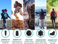 2 Pieces Ultralight Trekking Collapsible Nordic Hiking Poles with Cork Handle