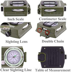 Military Lensatic Sighting Compass Survival with Carrying Bag, Compass for Hikin