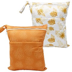 Wet Dry Bag Waterproof Reusable Wet Bag for Swimsuit, Travel, yellow leaf