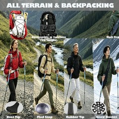 Lightweight Trekking Poles with 1/4 Camera Thread for Hiking (2, Black, Colla…