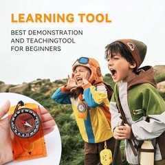 Compass Hiking Survival, Wilderness Survival Compass for Kids- Magnetic orange