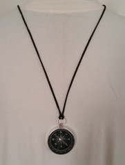 Map Scale Compass Leather Necklace Pocket Outdoor Hike Guide Survival Navigation