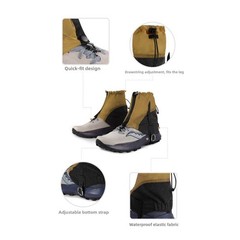 Waterproof Nylon Ankle Gaiters Adjustable Fit for Outdoor Hiking Running