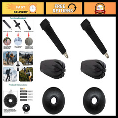 6Pcs Rubber Trekking Pole Tips – Hiking Pole Protectors, Shock Absorbing Feet, 1