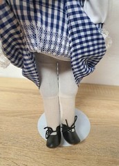 Porcelain Doll 40cm Collector Doll with Hat Dress Complete Vintage Decor