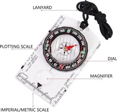 4 Pcs Outdoor Compass with Adjustable Declination,Magnifier,Ruler,Scale. Mult…