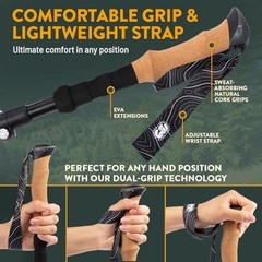 Adjustable Lightweight Foldable Hiking Trekking Poles – Aircraft Aluminum, Cork