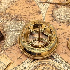 Handmade Brass Ross London Nautical Marine Round Pocket Compass